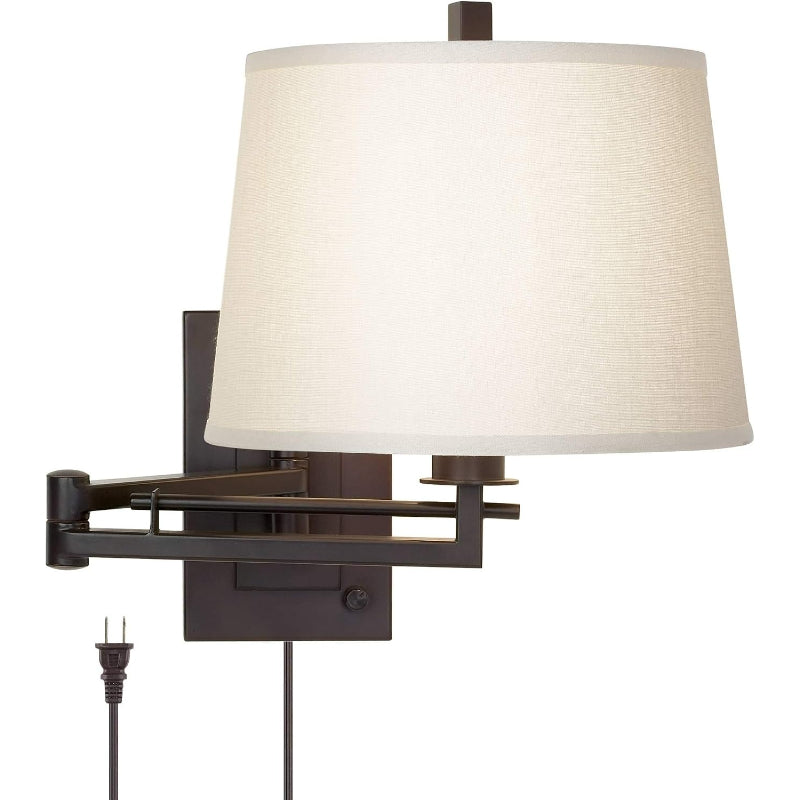 15‑Inch Bronze Plug‑In Swing‑Arm Wall Lamp