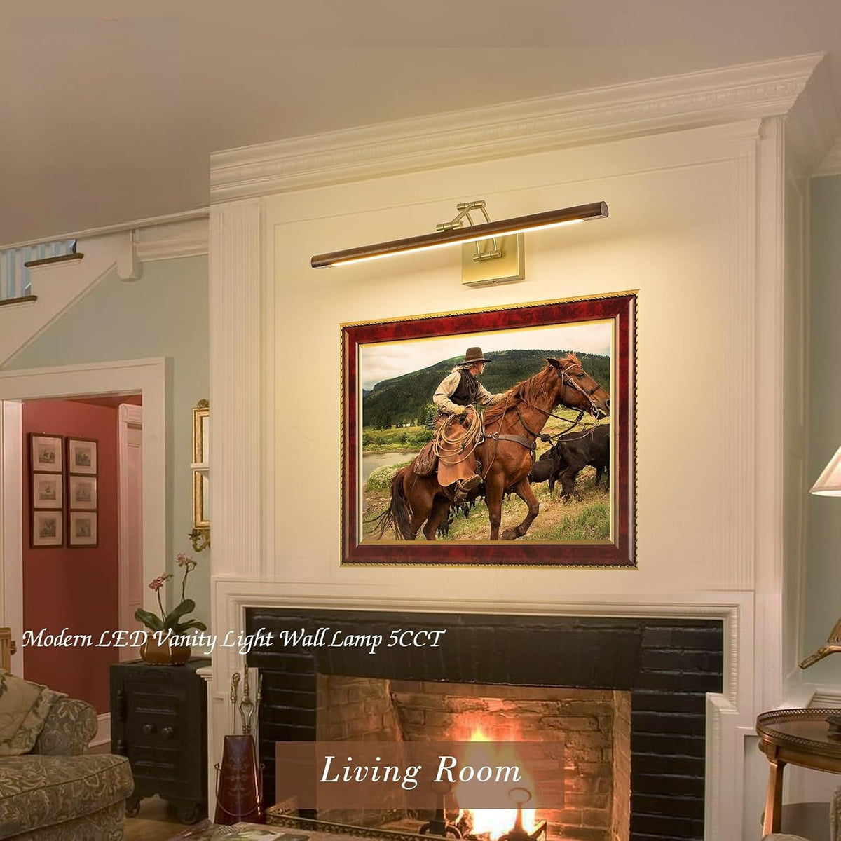 27.5‑Inch Gold Wood Hardwired Picture Light