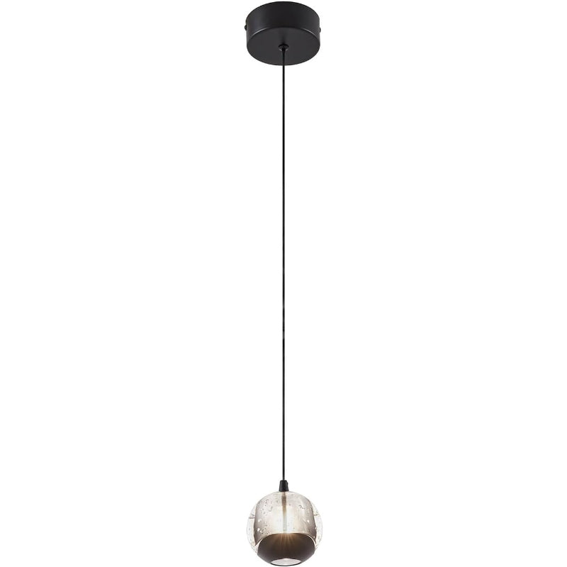 3.5‑Inch Black Bubble‑Glass Single Pendant Light