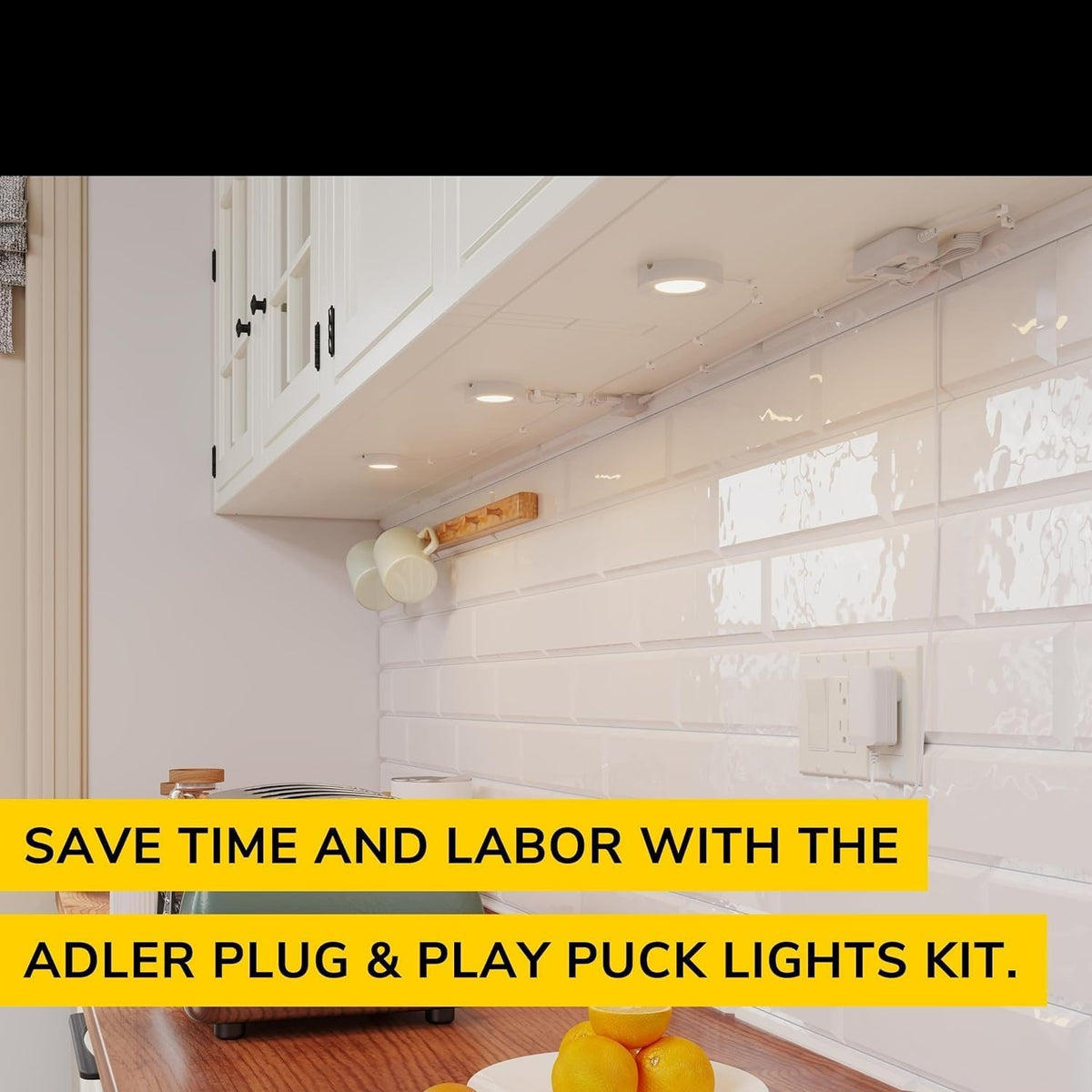 Black 2.75‑Inch Plug‑in LED Puck Light 3‑Pack