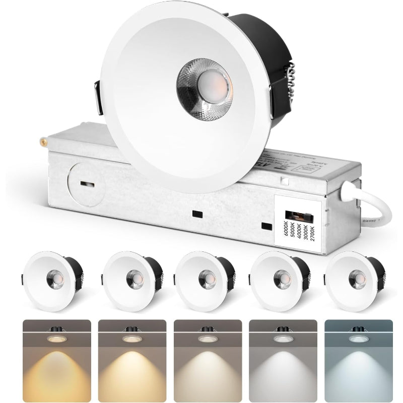 3‑Inch Anti‑Glare COB LED Recessed Spotlight 6‑Pack