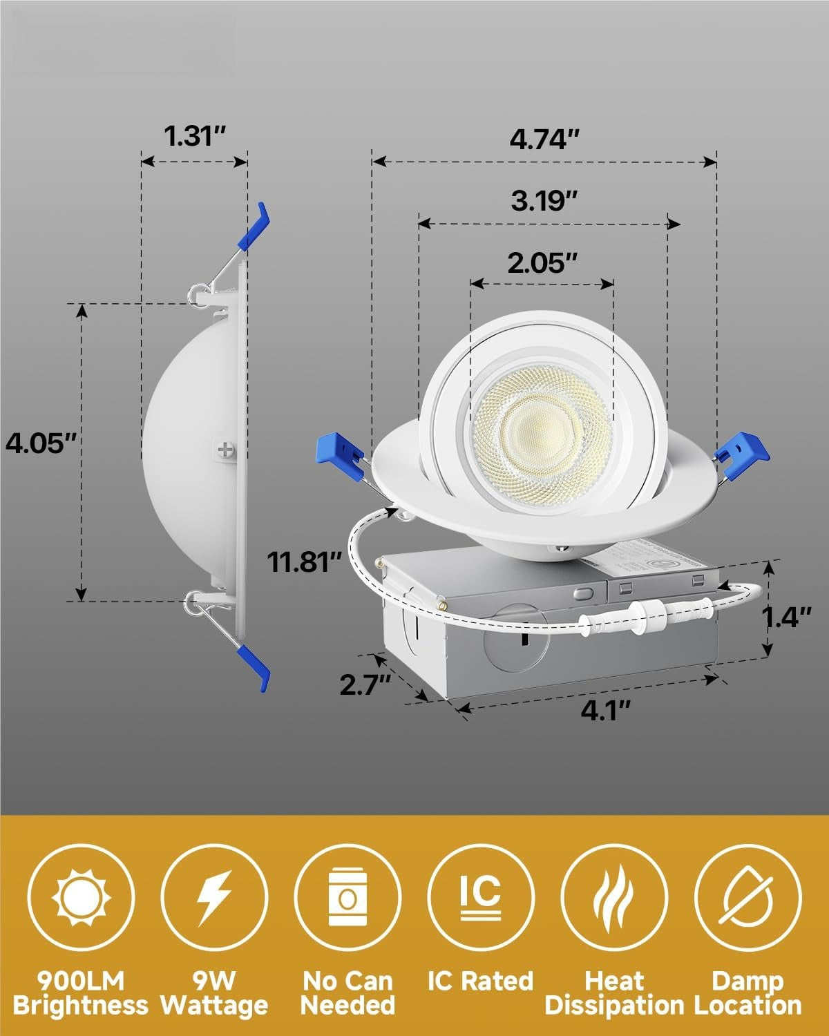 4‑Inch 5CCT Eyeball Gimbal LED Recessed Light 12‑Pack