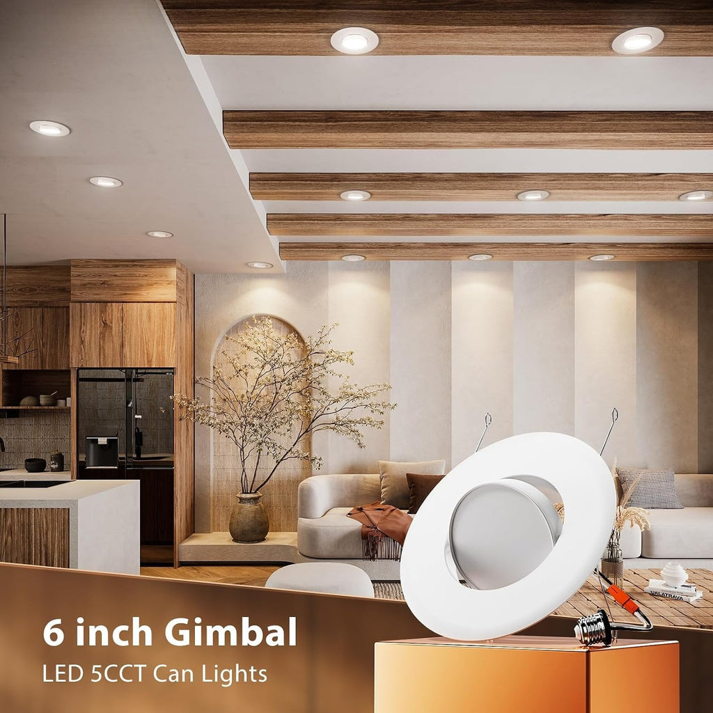 6‑Inch 5CCT Gimbal LED Recessed Lights 12‑Pack